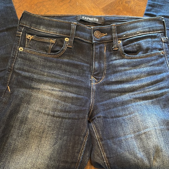 Express Stretch Legging Mid-Rise dark wash Jeans size O short  0S - Picture 4 of 13